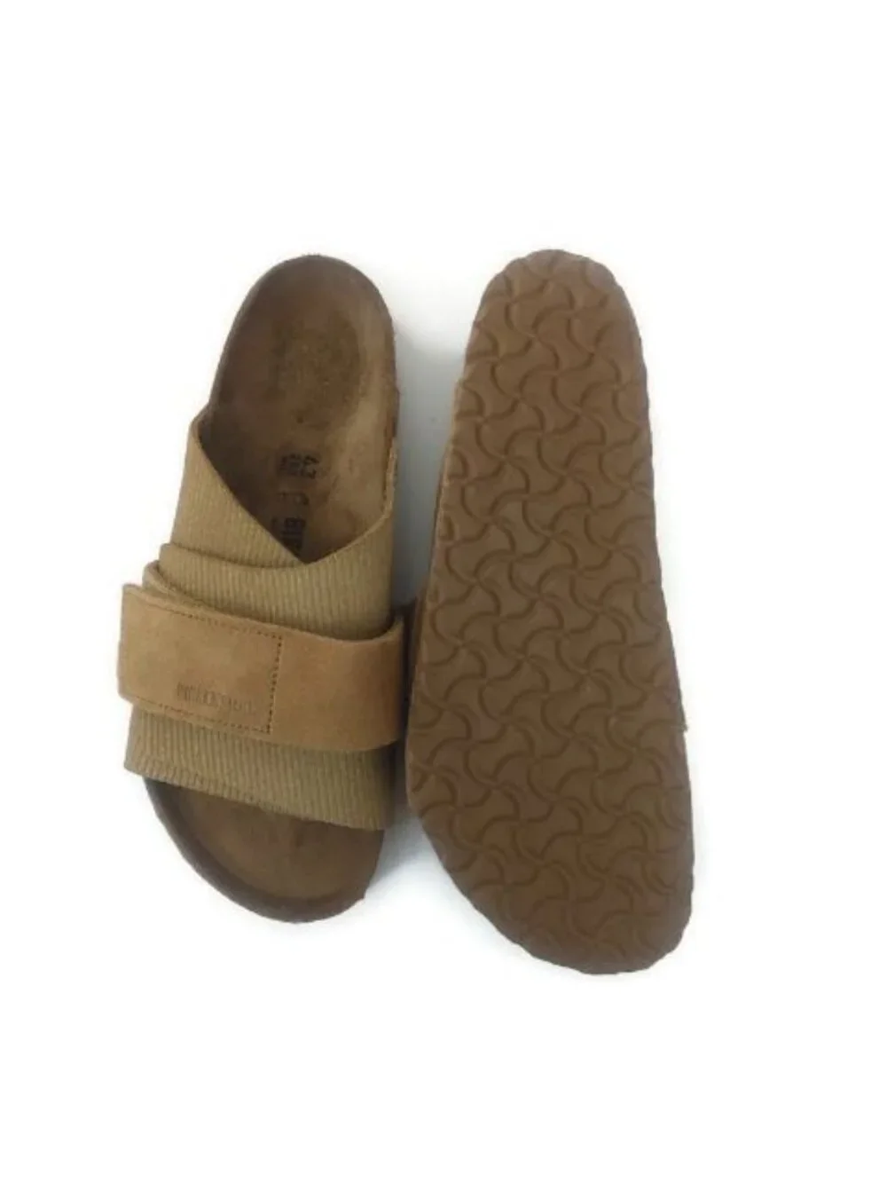 Birkenstock Kyoto Suede Embossed Sandals Mens 10 Corduroy Cork Brown Regular